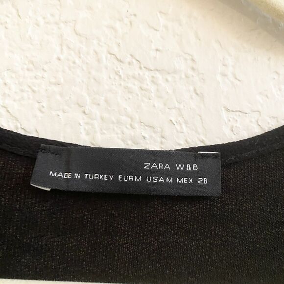 Zara W&B Size M Black Sweater Women Top Blouse Long Back Stylish Tail Modern - Picture 7 of 10